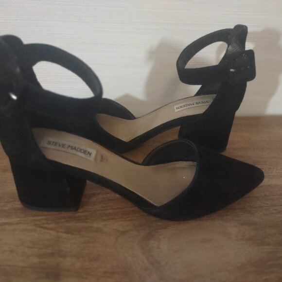 STEVE MADDEN Dainna Suede Ankle Strap Block Heel Size 8.5 - Picture 3 of 7